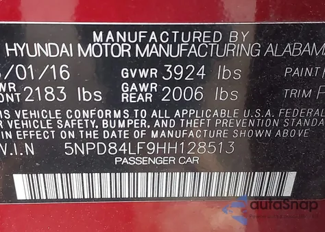 2017 Hyundai Elantra Se from USA, damaged, VIN 5NPD84LF9HH128513